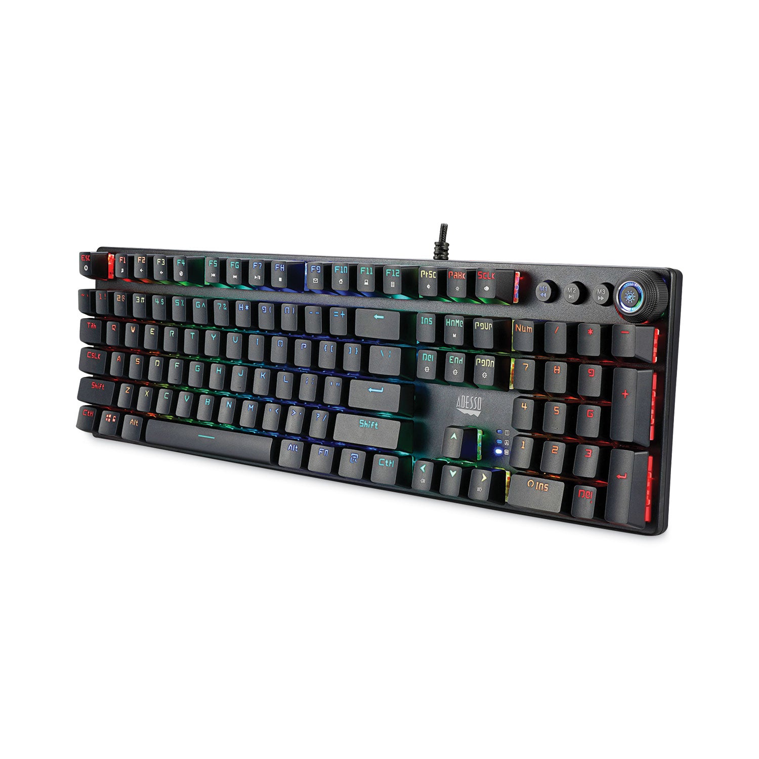 Adesso RGB Backlit Programmable Mechanical Gaming Keyboard - 108 Keys with Detachable Magnetic Wrist Rest - Cherry MX Switches - Anti-Ghosting - for PC/Mac Gamers - Perfect for FPS, MOBA & Esports Gaming