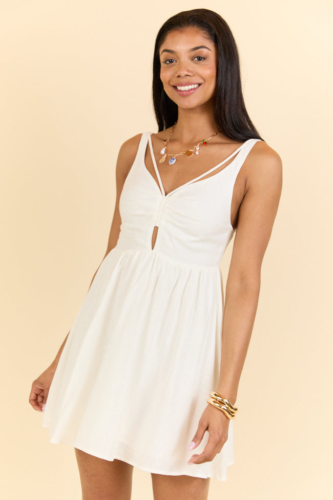 Elegant White V-Neck Mini Dress for Women - Perfect for Parties, Dates & Special Occasions | Final Sale