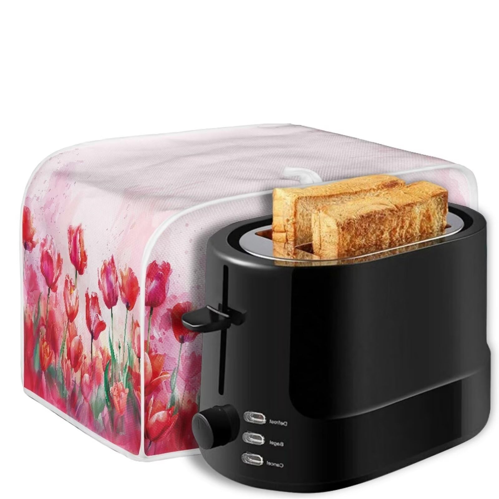 Flowers 2-Slice Toaster Cover - Waterproof Bread Maker Oven Dust Cover - Anti-Scratch Kitchen Accessory Decor for Countertop Protection & Style