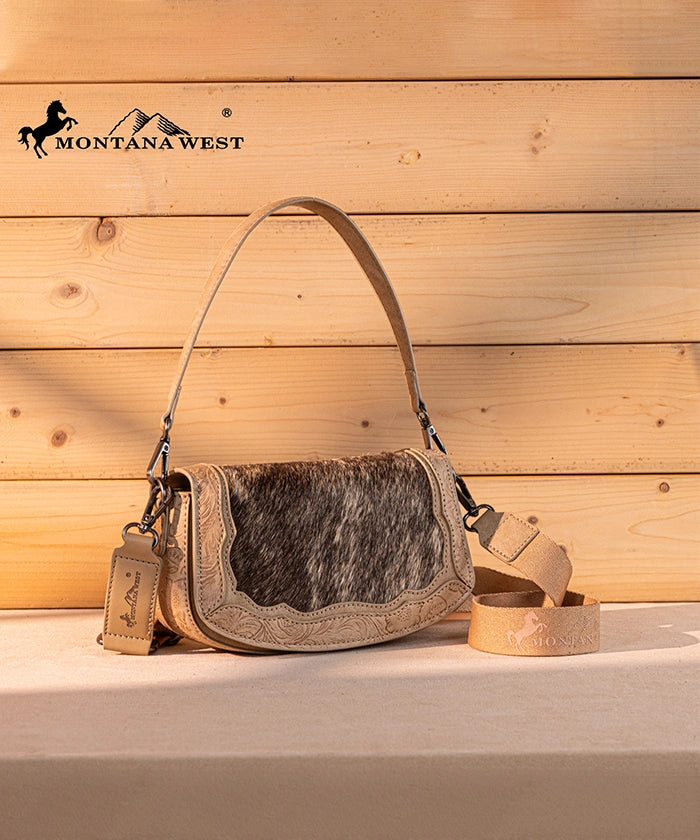 Montana West Genuine Hair On Cowhide Leather Shoulder Bag for Women - Stylish Western Crossbody Purse for Rodeo, Country Music Festivals & Outdoor Adventures