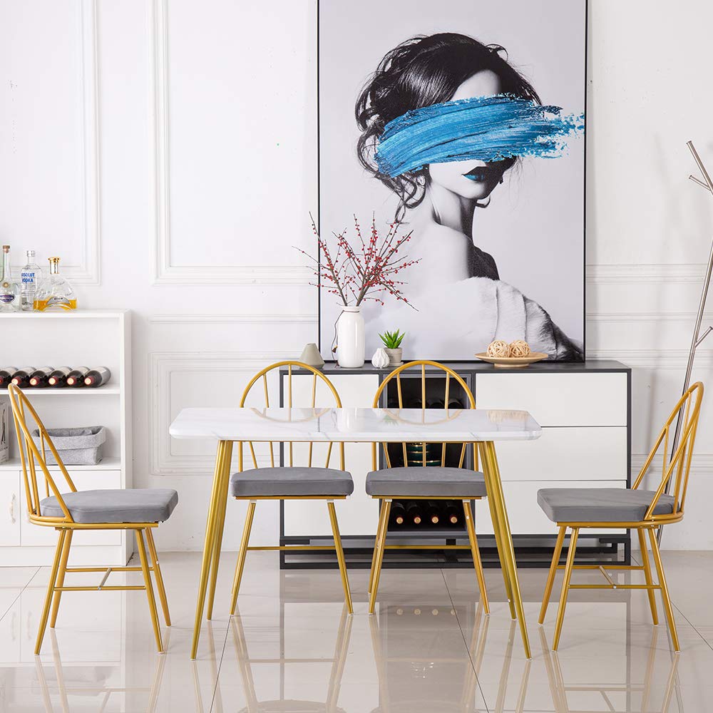 White Marble Dining Table 120x74x76cm - Modern Kitchen & Dining Room Table for Small Spaces | Elegant Home Furniture for Family Gatherings & Dinner Parties