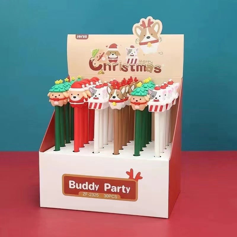 Festive Christmas Dog Gel Pens - Cute Holiday Writing & Coloring for Kids, School, Office & Gift Giving