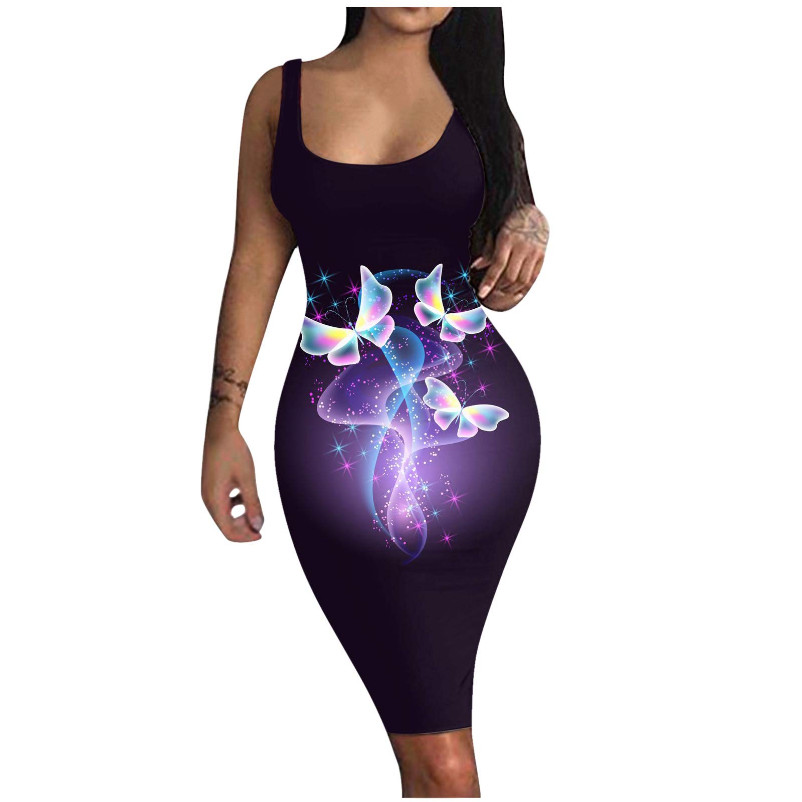 Women's Slim Fit Printed Sleeveless Vest Dress - Fashionable Casual Work & Hip Skirt for Women - Perfect for Office, Party, and Everyday Wear