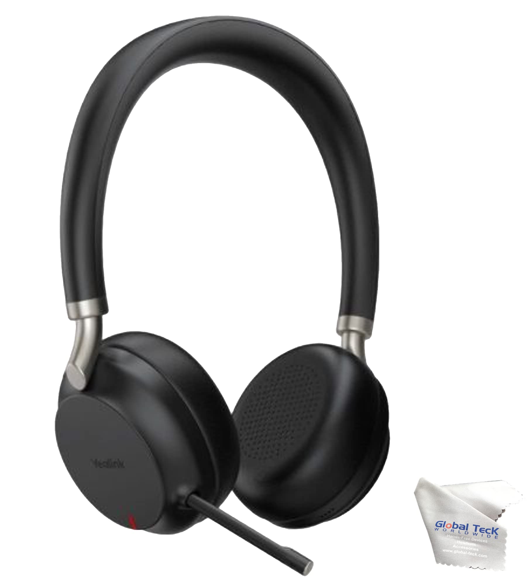 Yealink BH72 Wireless Bluetooth Headset for Microsoft Teams - USB-A Office Headset with Noise Cancellation (Black) | Includes Global Teck Microfiber Cloth | Perfect for Remote Work, Video Conferencing & Call Centers
