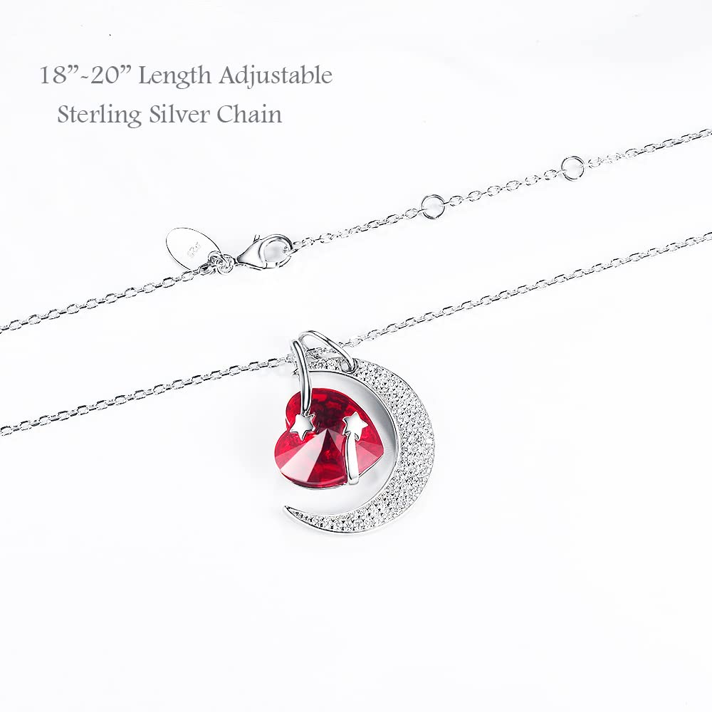 I Love You to the Moon and Back Half Moon Necklace - 925 Sterling Silver with March April May Birthstones (Aquamarine & Emerald) - Perfect Birthday Gift for Mom, Wife & Women - Elegant Jewelry for Anniversaries, Valentine's Day & Special Occasions