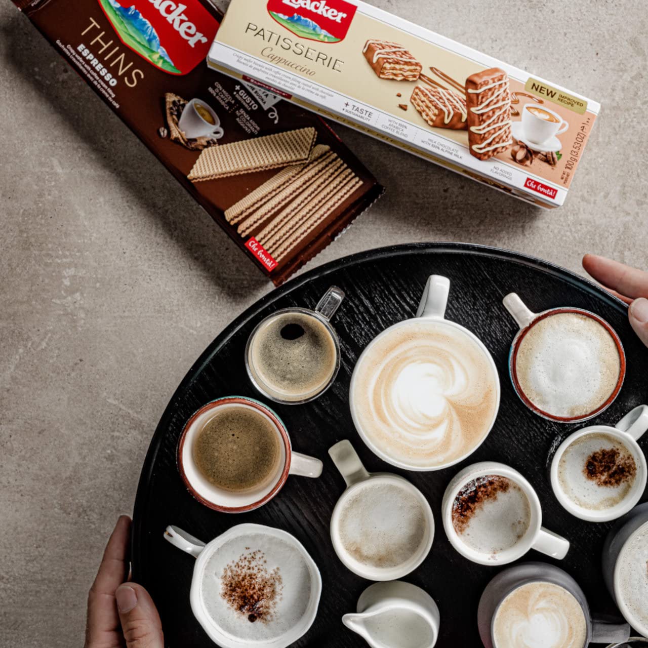 Loacker Patisserie Cappuccino Bite Size Milk Chocolate Covered Wafer Cookies with Coffee Cream Filling - 12 Pack | Premium Italian Snacks for Coffee Break, Office Treats & Gift Giving