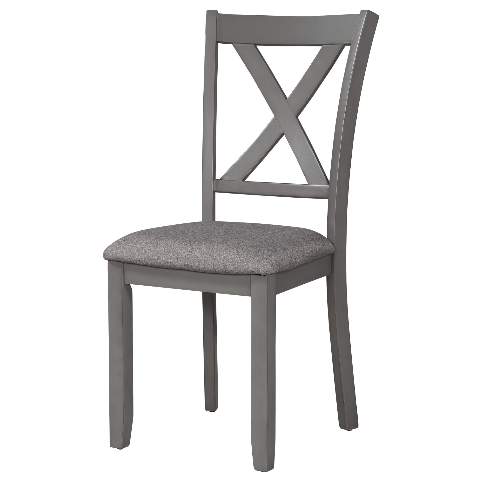 Farmhouse Dining Room Table Set with Bench and 6 Chairs - Solid Wood Kitchen Table & Upholstered Seating in Dark Grey - Perfect for Family Dinners, Entertaining Guests & Cozy Kitchen Gatherings