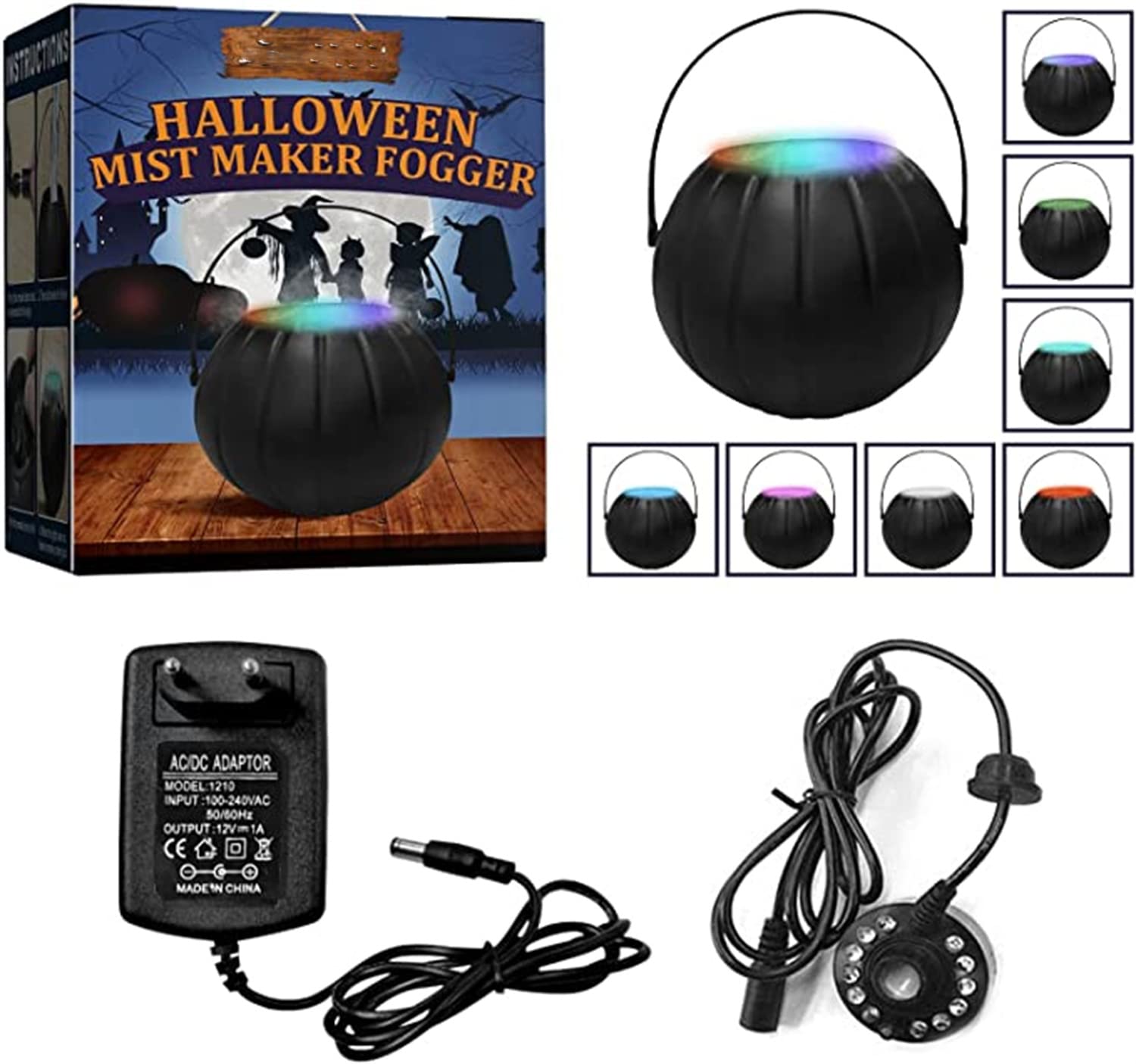 Halloween Witch Cauldron Smoke Machine with Mist Maker - Spooky Fogger for Party Decorations, Witch Pot Prop & Haunted House Effects - Perfect for Halloween Parties, Haunted Houses & Themed Events (Black)