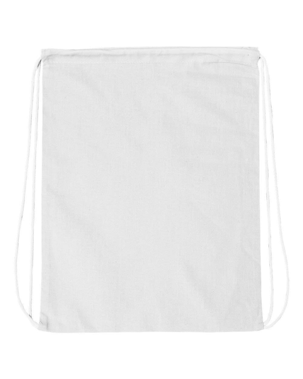 (100 Pack) 100% Cotton Medium Drawstring Backpacks - Lightweight Sports Bags for Gym, School & Travel - Bulk Wholesale (White)