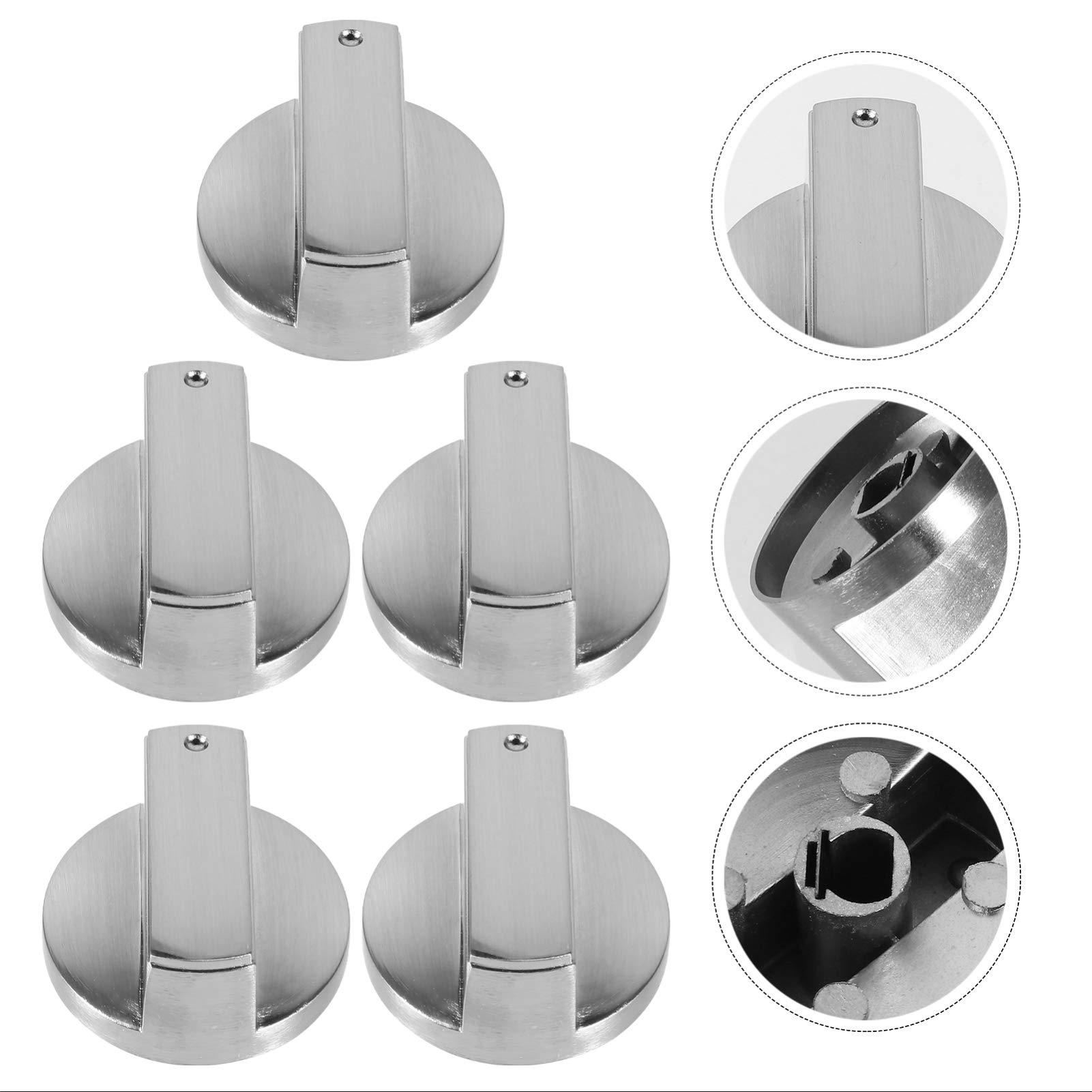 DOITOOL 5-Piece Stainless Steel Stove Top Knobs - Replacement Gas Burner Control Dials for Oven, Cooker & Cookware - Durable Metal Knobs for Easy Temperature Adjustment - Perfect for Kitchen Upgrades & Appliance Repairs