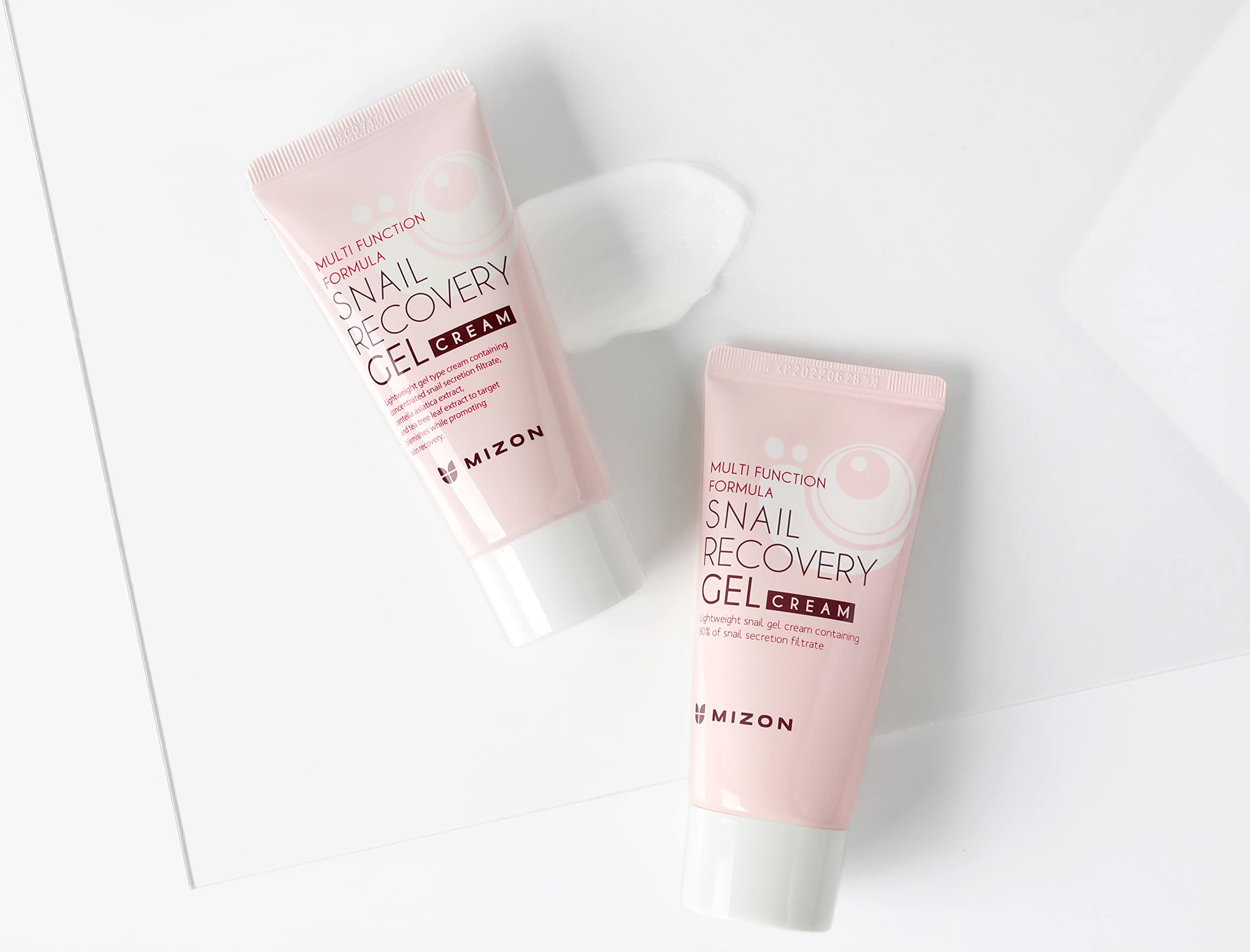 MIZON Snail Recovery Gel Cream Set of 2 - Korean Skincare with Snail Mucin for Fine Lines, Wrinkles & Skin Elasticity - Fragrance-Free Moisturizer (45ml/1.52 fl.oz Each) - Perfect for Daily Hydration & Anti-Aging Routine