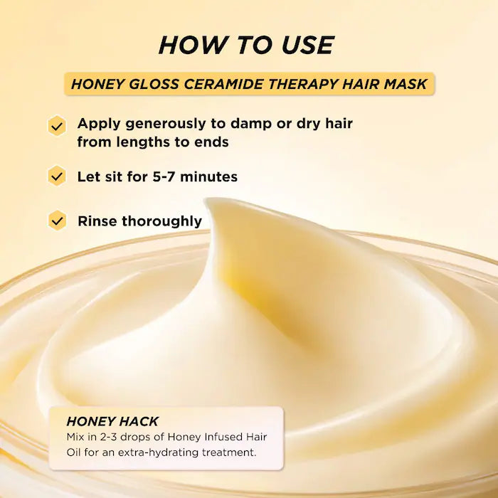 Gisou Honey Gloss Ceramide Therapy™ Hydrating Hair Mask - Deep Conditioning Treatment for Dry, Damaged Hair - Perfect for Salon-Quality Shine at Home