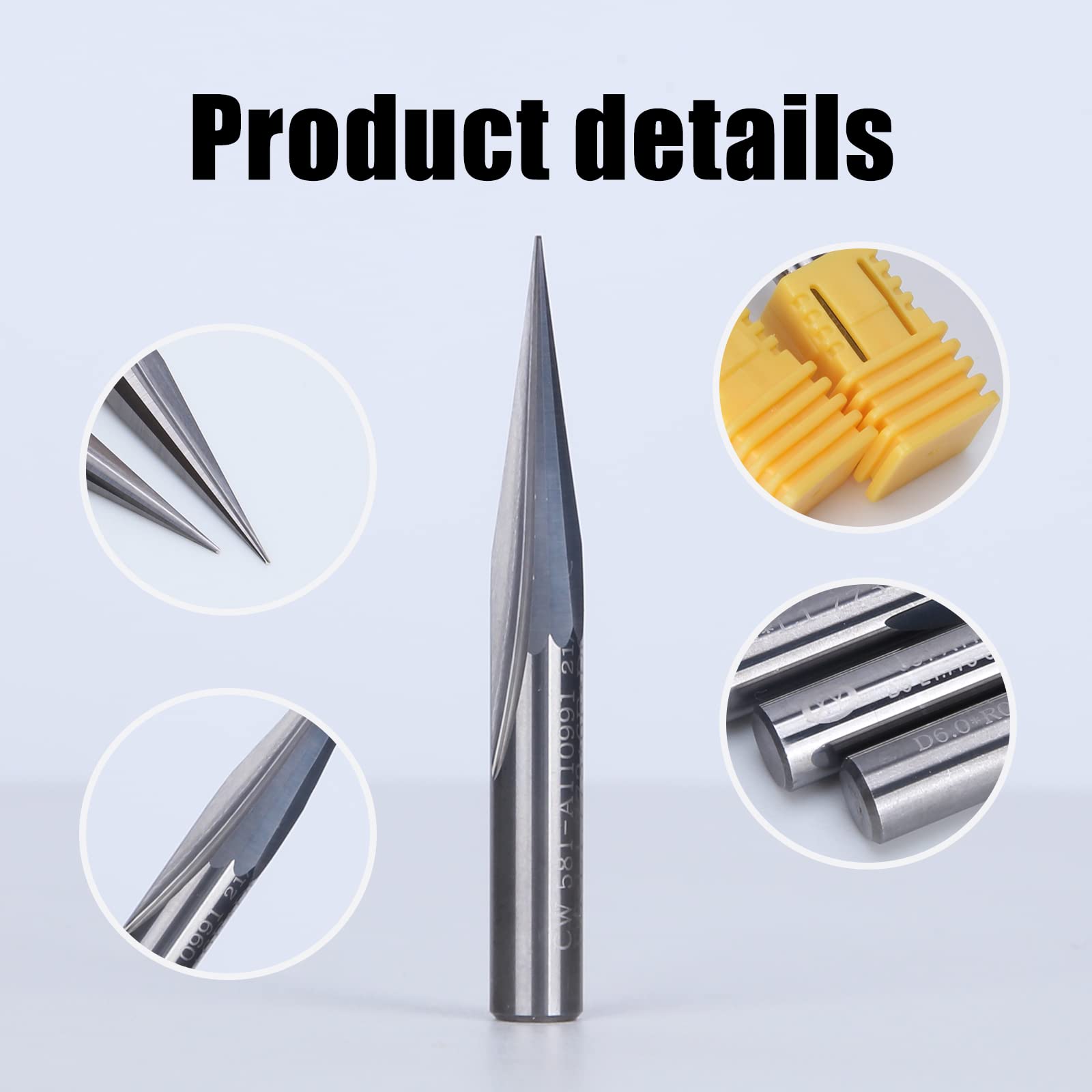 3PCS Carbide Engraving V Groove Bit Set - 2 Flute Straight 6mm Shank 0.4mm Tip 15 Degree CNC Router Tool for Steel, Brass, MDF & Wood - Perfect for Sign Making, Wood Carving & Metal Engraving