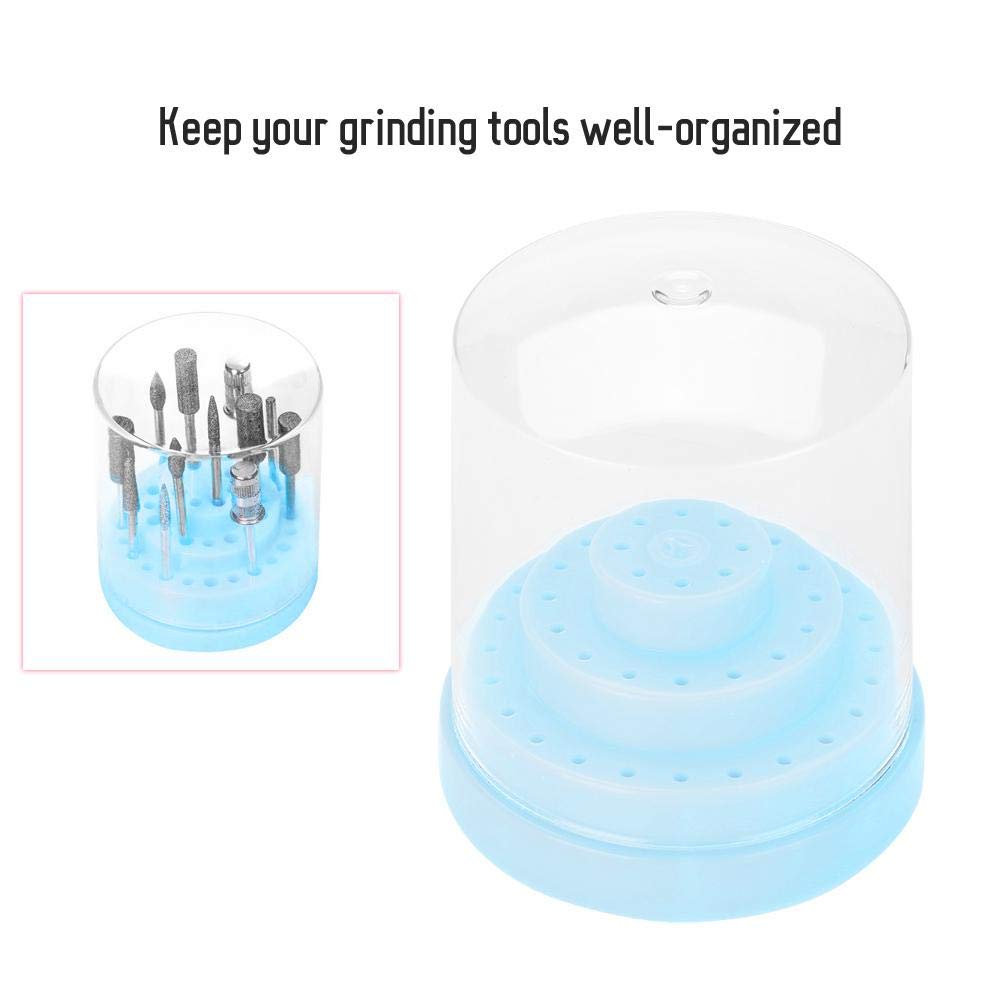 48 Holes Nail Drill Bit Holder - Plastic Nail Drill Bracket & Storage Box - Professional Drill Bit Display Organizer for Manicure & Pedicure (Blue) - Perfect for Salon, Home Nail Care & Travel Use