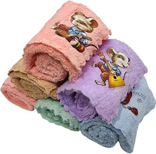 SUPER GELINGEN Soft Reusable Cotton Hand Towels - 6 Pack Multicolor Washable Cloth Napkins for Kids, Toddlers & Adults | Perfect for Kitchen, Bathroom, Picnics & Travel
