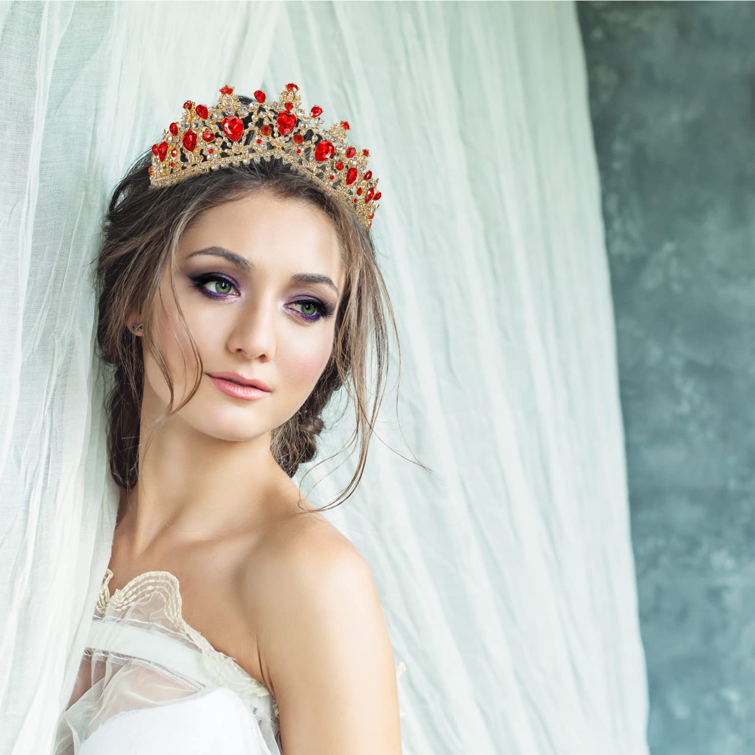 Elegant Women's Birthday Crown & Tiara Set - Red Velvet Queen Sash & Birthday Accessories for Women - Perfect for Birthday Parties, Bachelorette Celebrations & Special Occasions