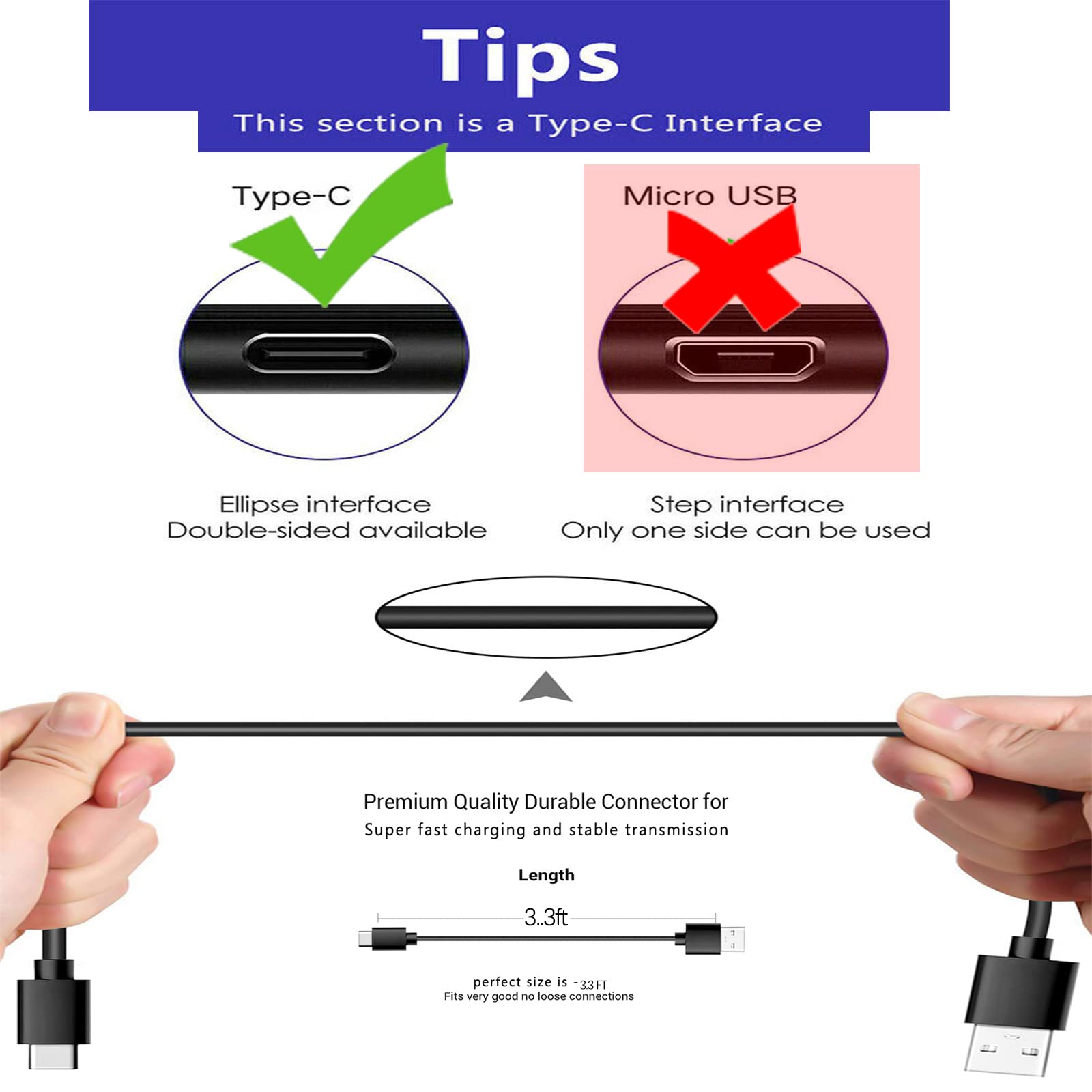 2-Pack USB C Cable Fast Charging Cord Compatible with Echo Buds 2, Raycon E25/E55, EarFun Air Pro/Pro, Sabbat E12 Ultra, TOZO T12 NC9 Wireless Earbuds - Perfect for Travel, Gym & Daily Charging