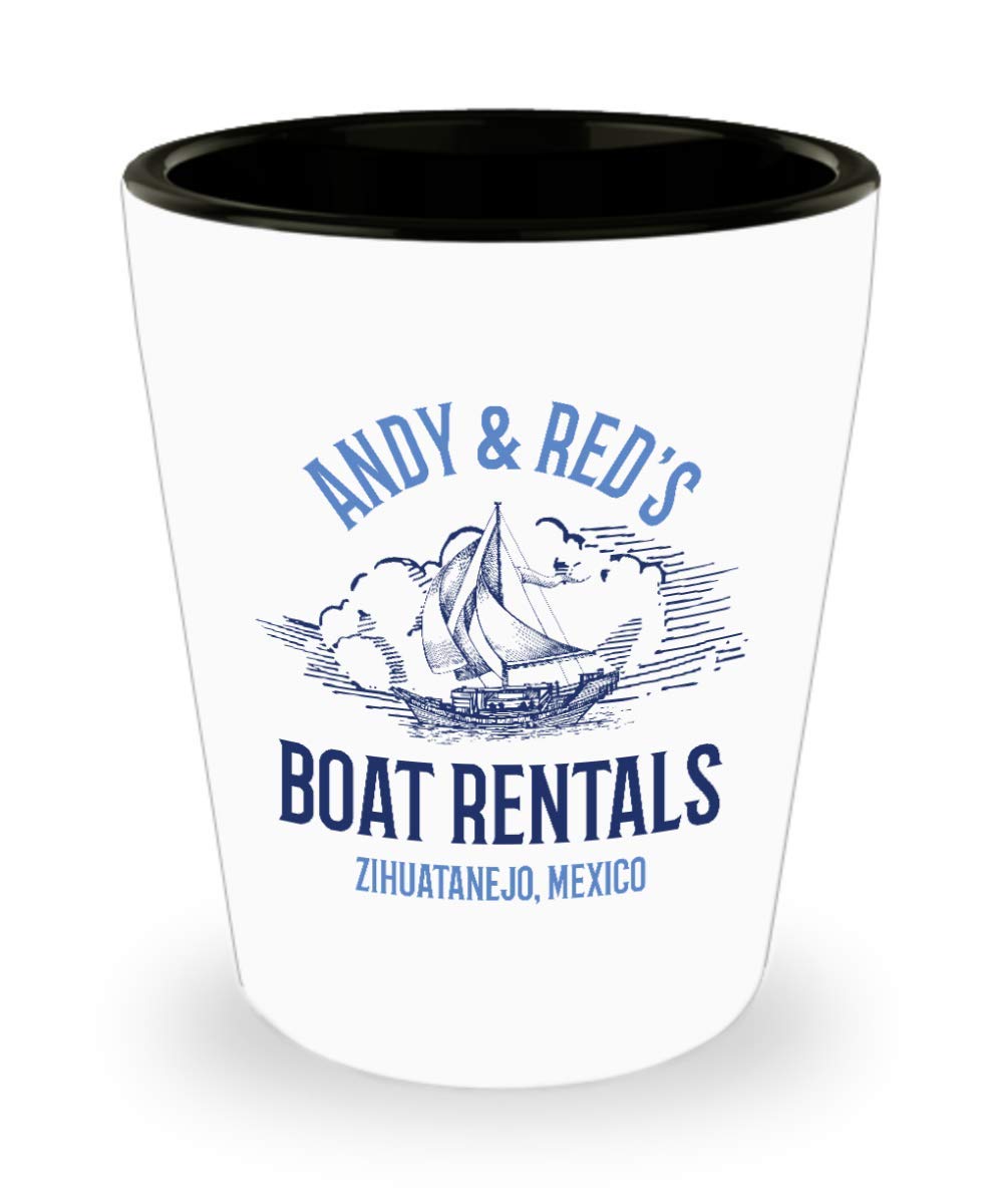 Shawshank Redemption Movie Themed Shot Glass - Andy & Red's Boat Rentals Zihuatanejo Mexico Souvenir - Perfect for Movie Nights & Themed Parties
