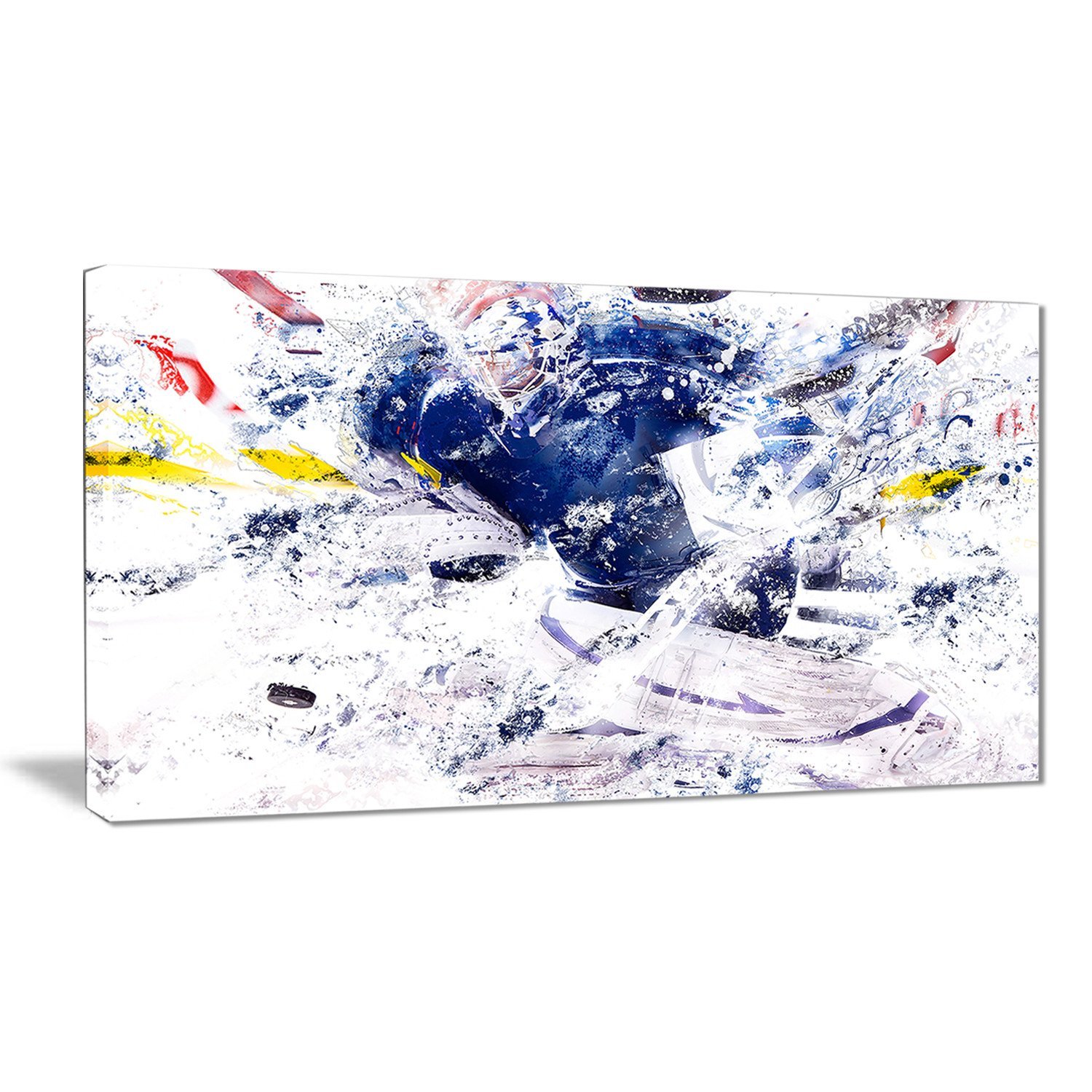 Digital Art PT2534-40-20 Hockey Slap Shot Large Sport Canvas Print - 40x20 Inches - Modern Wall Decor for Sports Fans, Man Cave, Game Room & Hockey Themed Home Decor