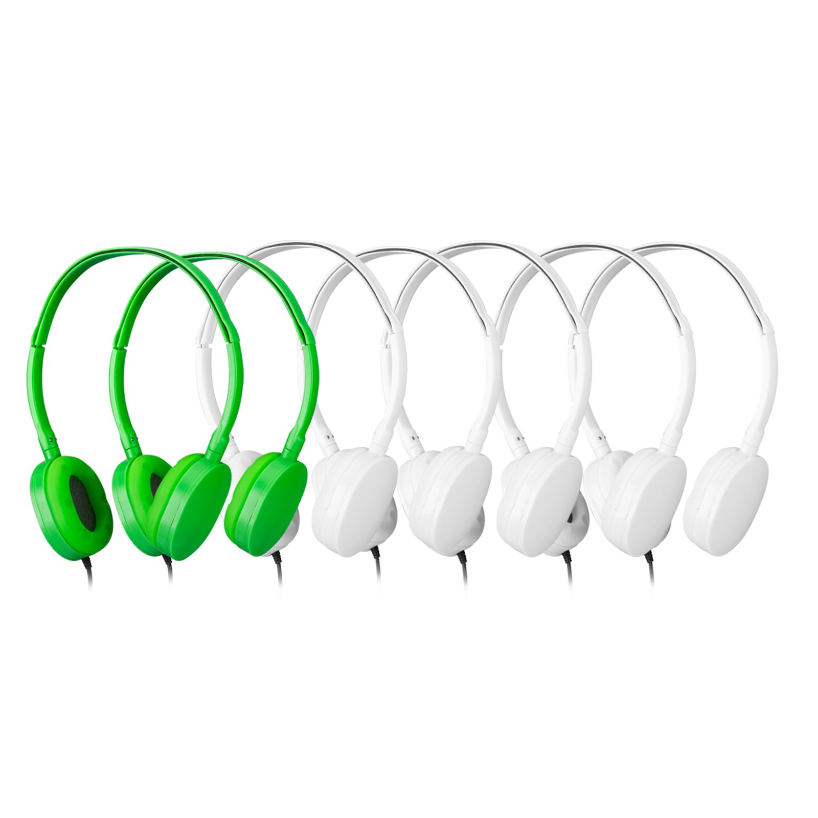 Bulk Kids Headphones 7-Pack (2 Colors) - Durable Classroom Headphones for Children, Toddlers, Boys & Girls, Teens & Adults - Noise-Reducing Computer Earphones for School, Online Learning & Home Use