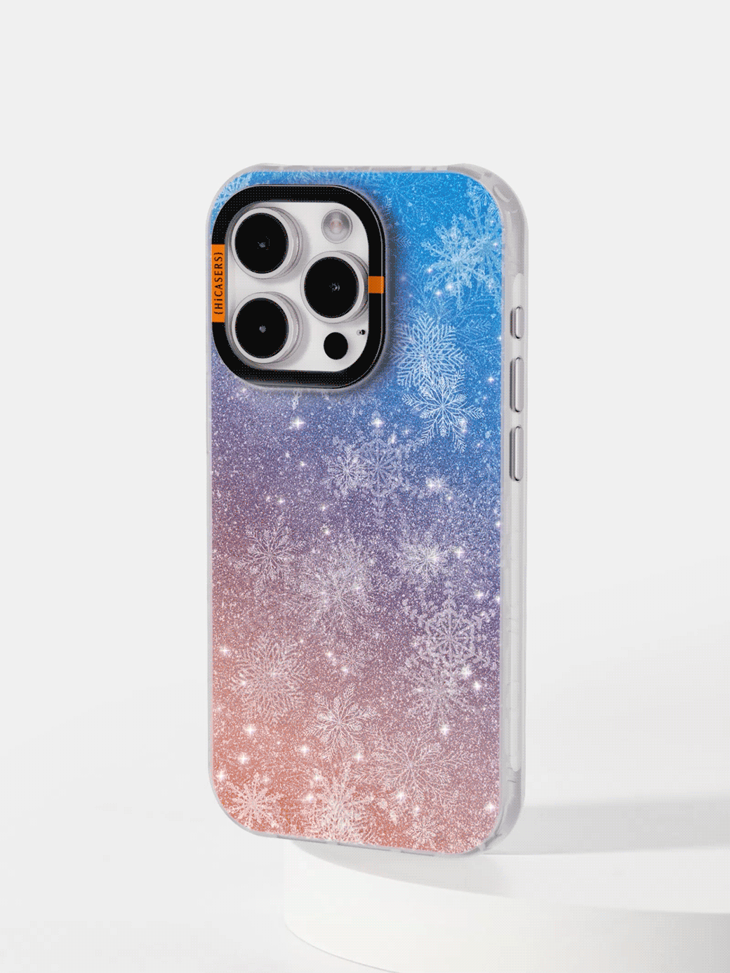 Snowflakes and Flurries Pattern Shimmering Phone Case - Blue Glitter Protective Cover for iPhone & Samsung - Perfect for Winter Holidays & Christmas Gifts