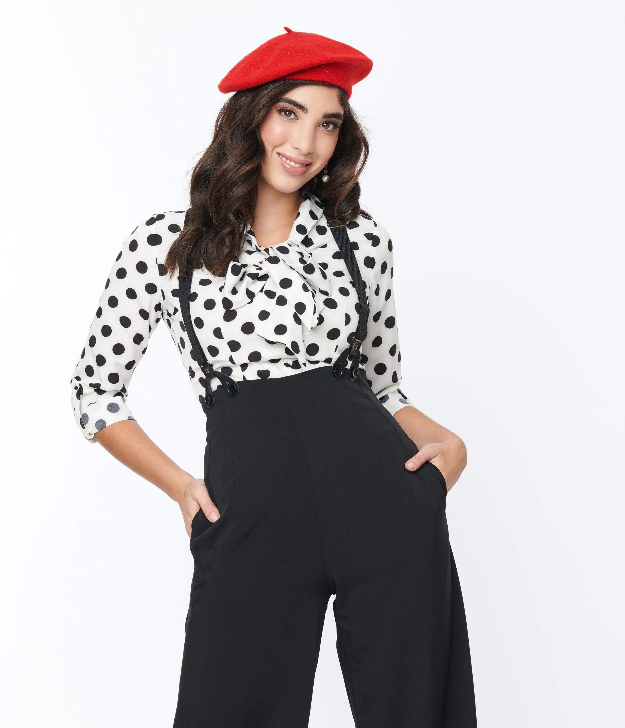 Vintage 1940s Sheer White & Black Polka Dot Olivia Blouse - Retro 40s Style Women's Top for Tea Parties & Vintage Fashion Events