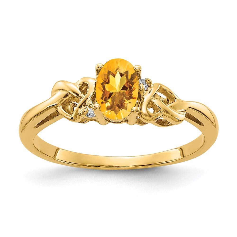 14k Yellow Gold Citrine Diamond Ring for November Birthstone & Engagement