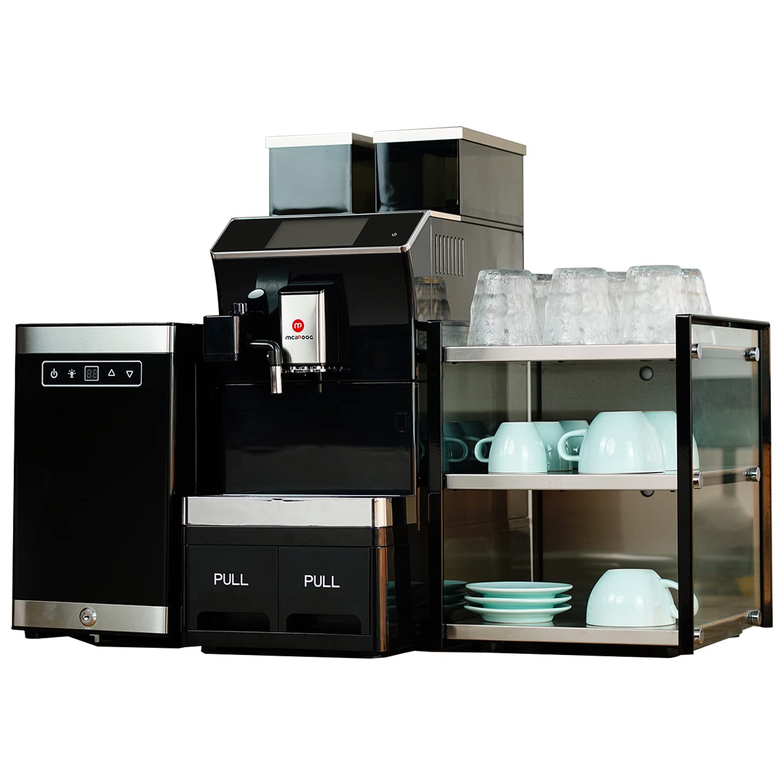 Mcilpoog WS-101+3 Automatic Commercial Coffee Machine Set - One Touch Quick Brew Espresso Maker for Office, Restaurant & Cafe Use