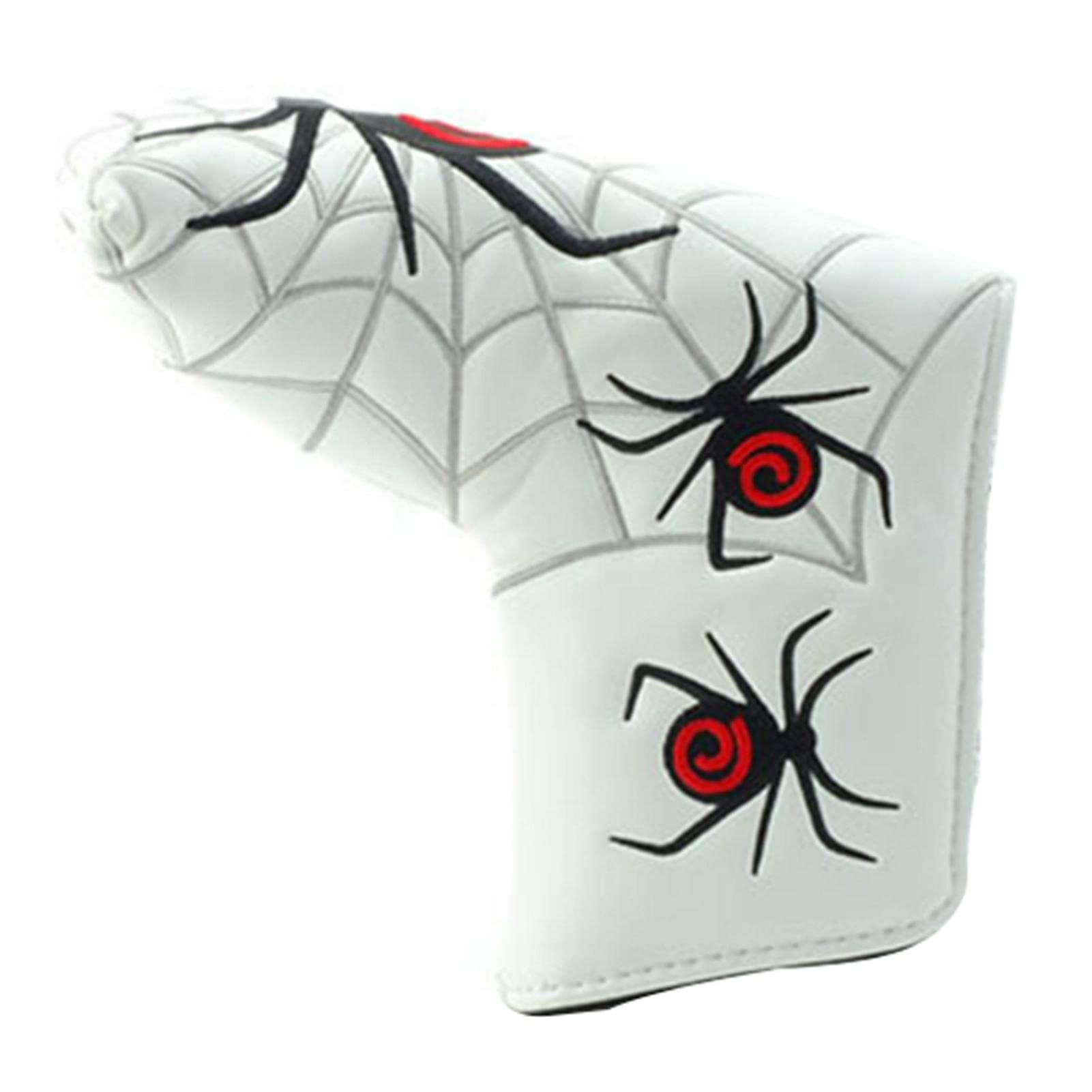 EMVANV Golf Blade Putter Headcover - Spider Web Design, PU Leather Mid Mallet Club Protector (White) | Premium Golf Accessory for Club Protection & Style on the Course