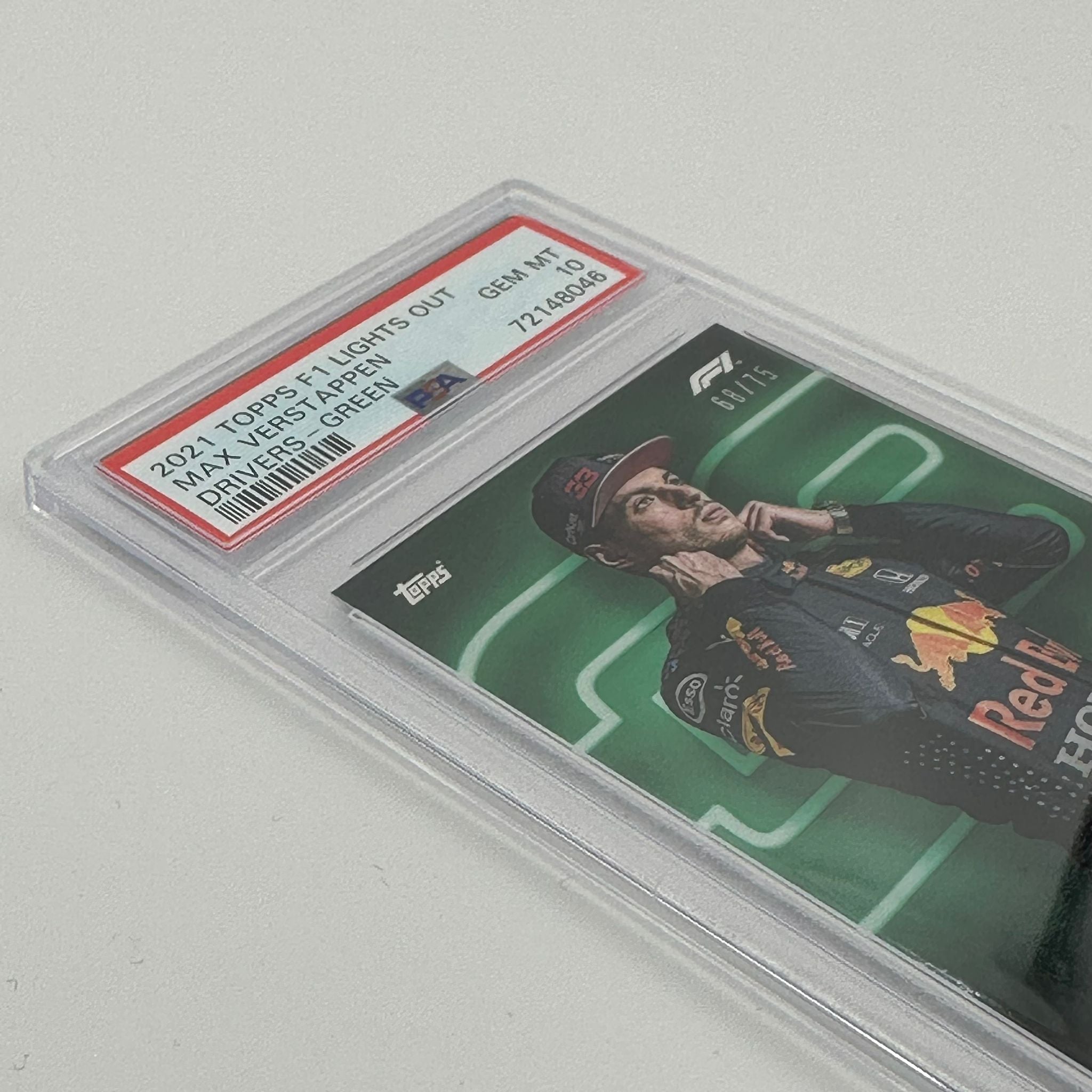 PSA 10 Graded 68/75 Max Verstappen Green Parallel Racing Card - Perfect for F1 Collectors, Display Cases, and Sports Memorabilia Collections