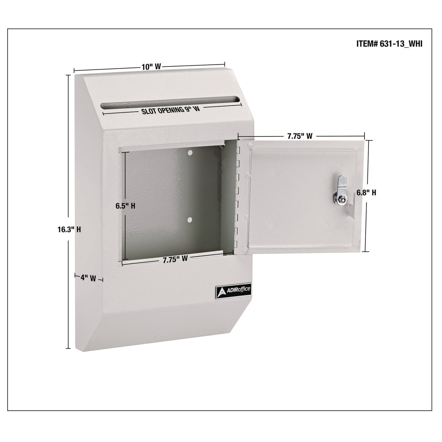 Heavy Duty Weatherproof Secure Drop Box for Mail & Packages - 10 x 4 x 16.3 Inches, White - Perfect for Office, Home & Outdoor Use