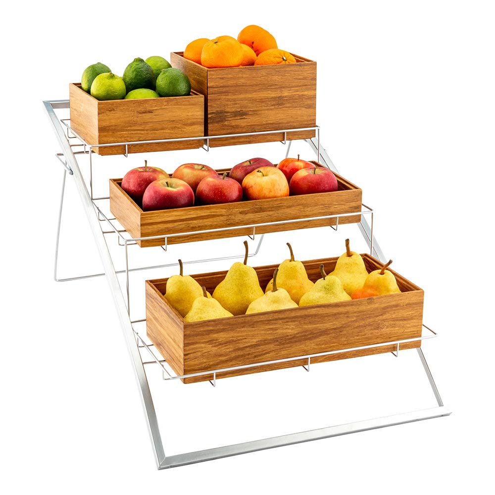 Eco-Friendly 3-Tier Wire Market Basket Stand - 25.25