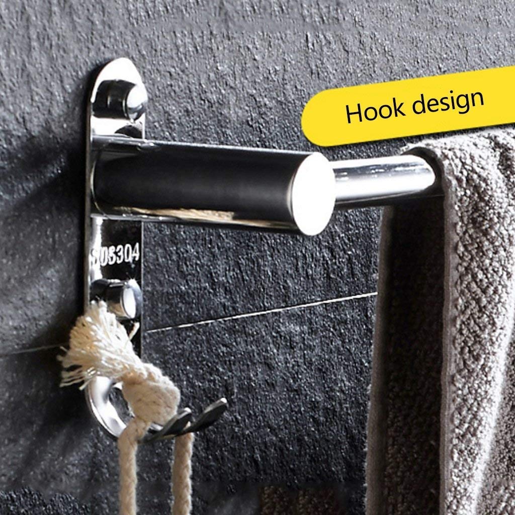 Stainless Steel Single Rod Towel Bar - 47 Inch Wall Mounted Bathroom Towel Rack with Rail Holder for Bath, Shower, Kitchen & Balcony - Rustproof Hanging Solution for Hand Towels & Washcloths