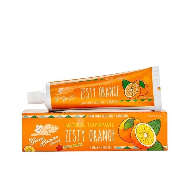 Green Beaver Natural Toothpaste - Fruity Orange Flavor, 75mL | Fluoride-Free, Organic & Vegan | Fresh Breath for Kids & Adults | Perfect for Travel & Daily Oral Care
