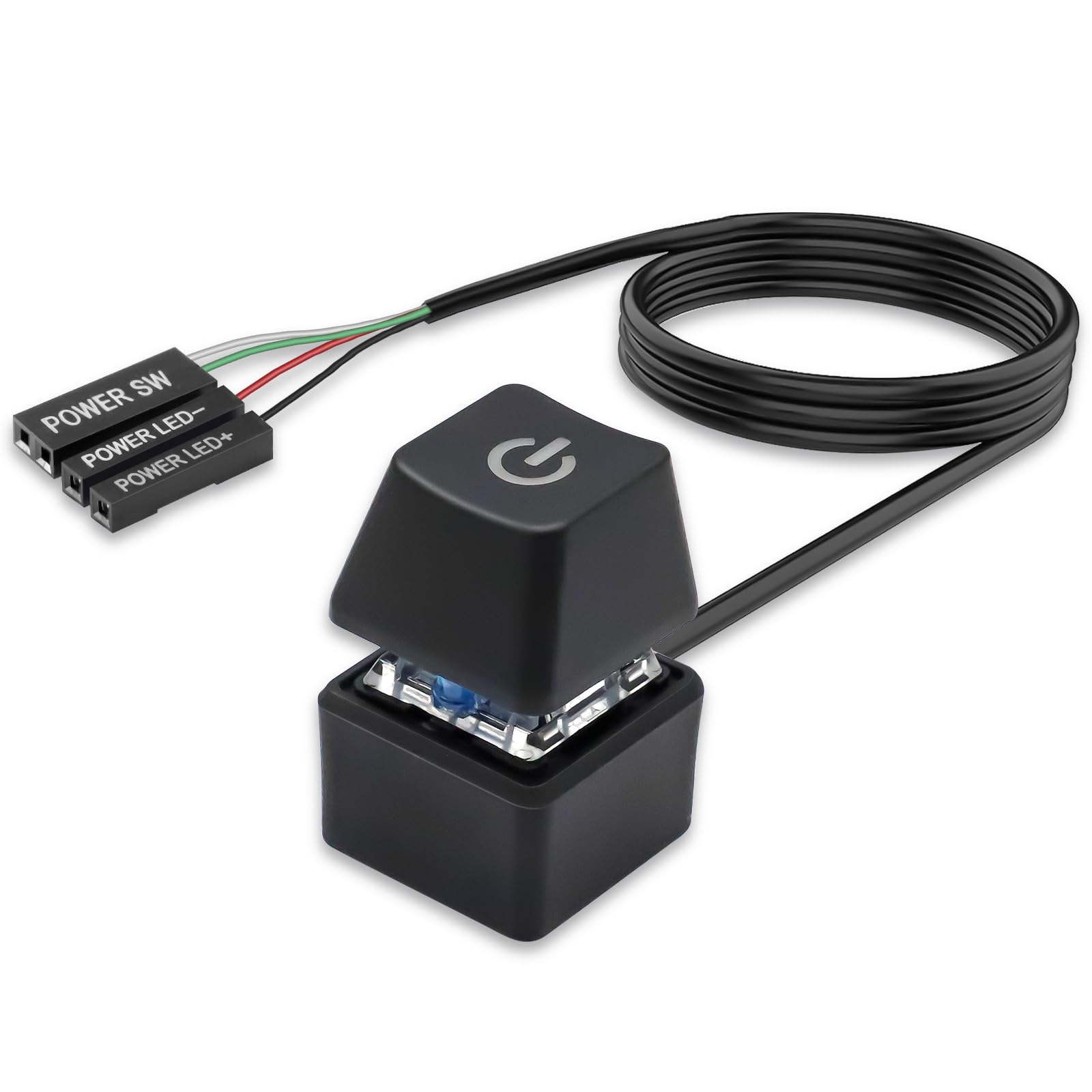 External PC Power Button with LED Light - 1.65m Desktop Computer Switch Replacement for Easy Access - Perfect for Gaming Rigs, Workstations & Home Office Setups