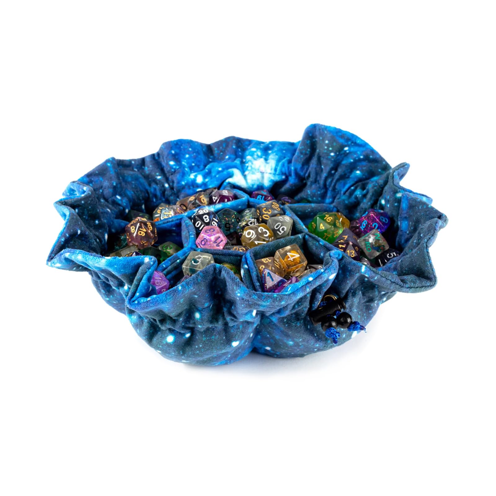 Premium Velvet Dice Bag with Multiple Pockets - Galaxy Print RPG Dice Organizer for Dungeons & Dragons, Pathfinder, MTG - Perfect for Tabletop Gaming & Travel Accessories
