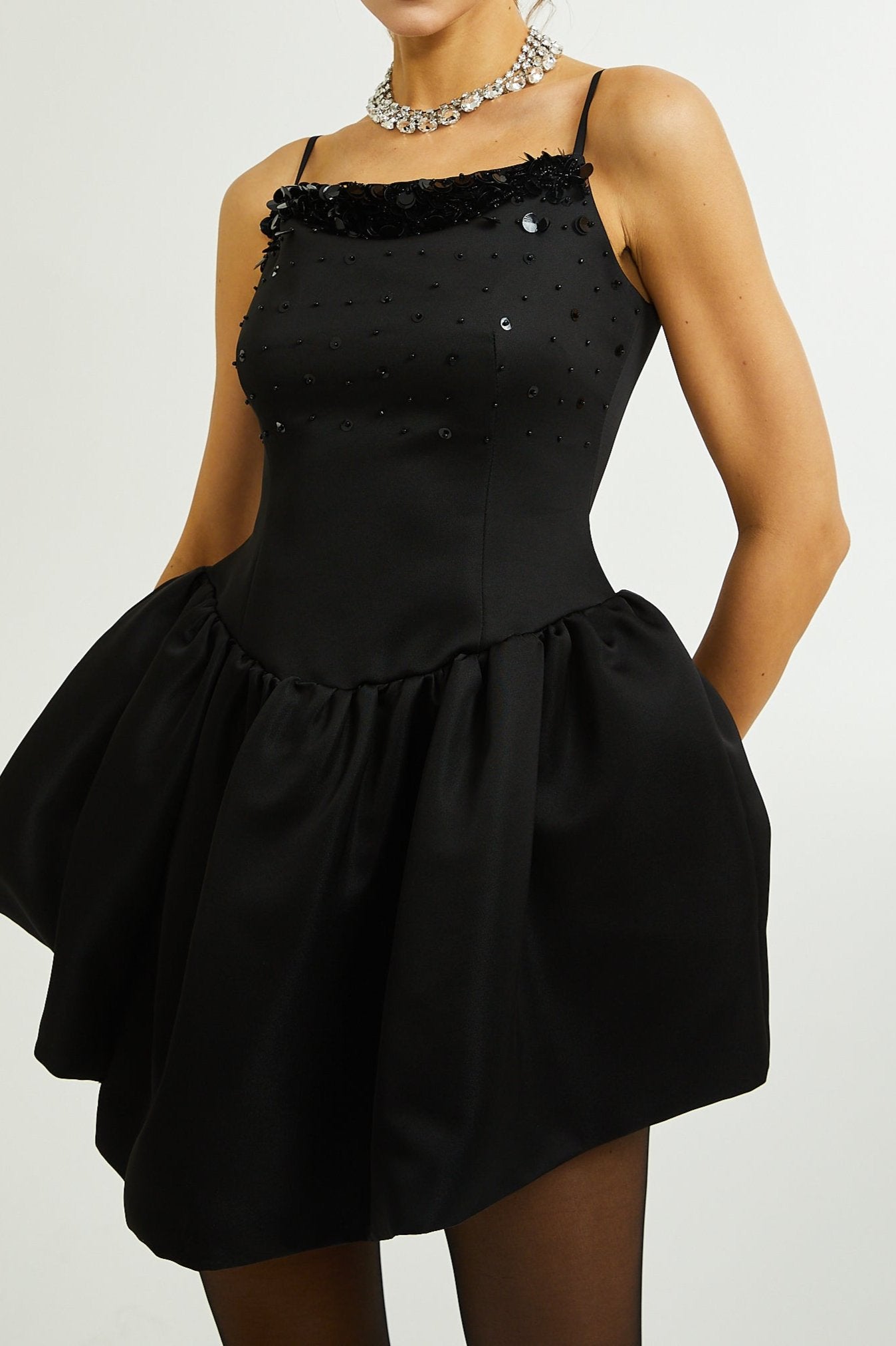 CHARLENE Embellished Asymmetric Dress for Women - Elegant Evening Gown for Parties, Weddings & Special Occasions