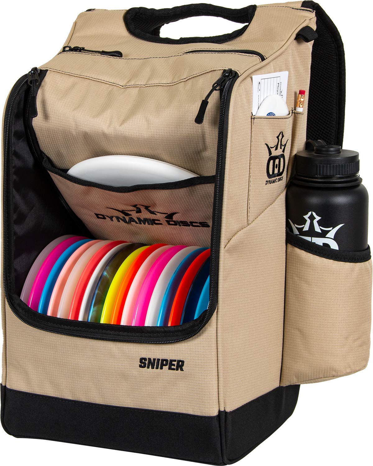 Dynamic Discs Sniper Disc Golf Backpack - 16 Disc Storage with Zippered Accessory Pocket & Dual Water Bottle Holders | Perfect for Tournament Play & Outdoor Disc Golf Adventures