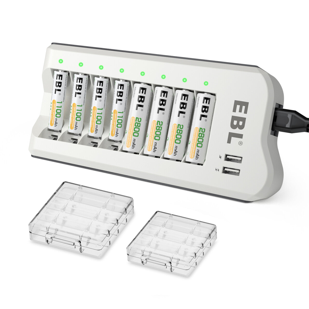 EBL 808U Fast Smart Battery Charger for AA AAA NiMH Rechargeable Batteries - Perfect for Cameras, Toys, and Electronic Devices