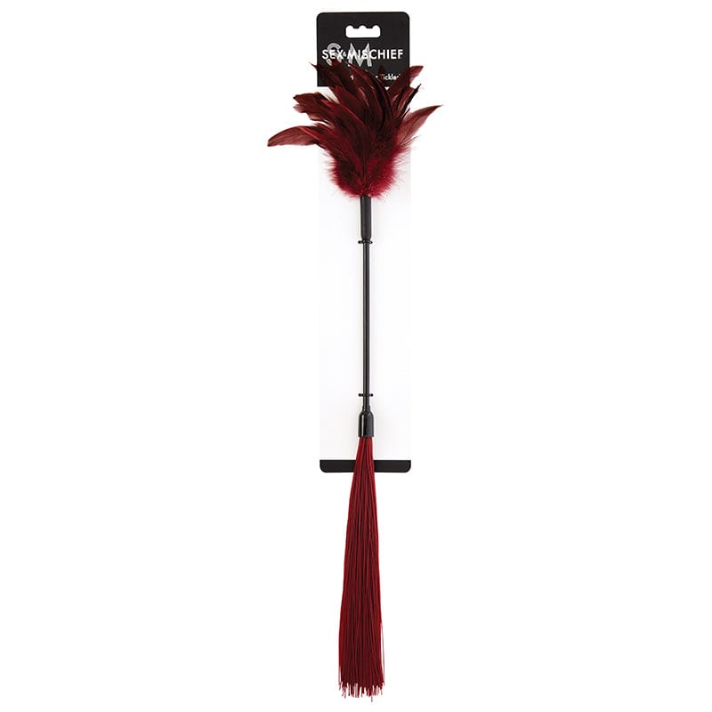 Burgundy Shadow Feather Tickler - Dual Action Sensual Massage & Tease Toy for Couples, Romantic Play & Intimate Exploration