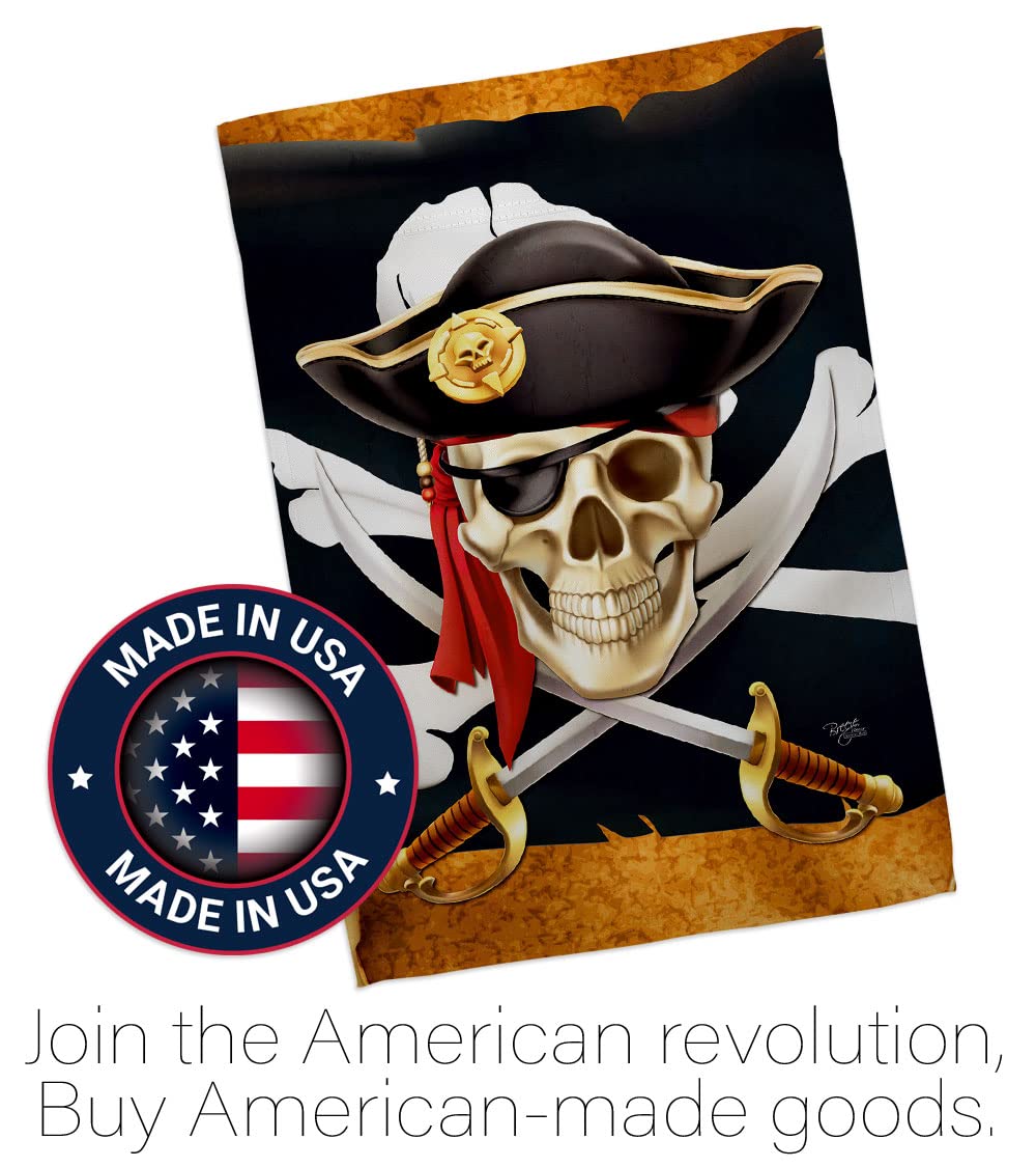 Pirate Life House Flag Set - Double-Sided Coastal Ship Skull Treasure Map Decor - Caribbean Jolly Roger Blackbeard Jack Banner for Garden, Yard & Outdoor Decor - Made in USA - Perfect for Pirate Themed Parties, Beach Houses & Nautical Decorations