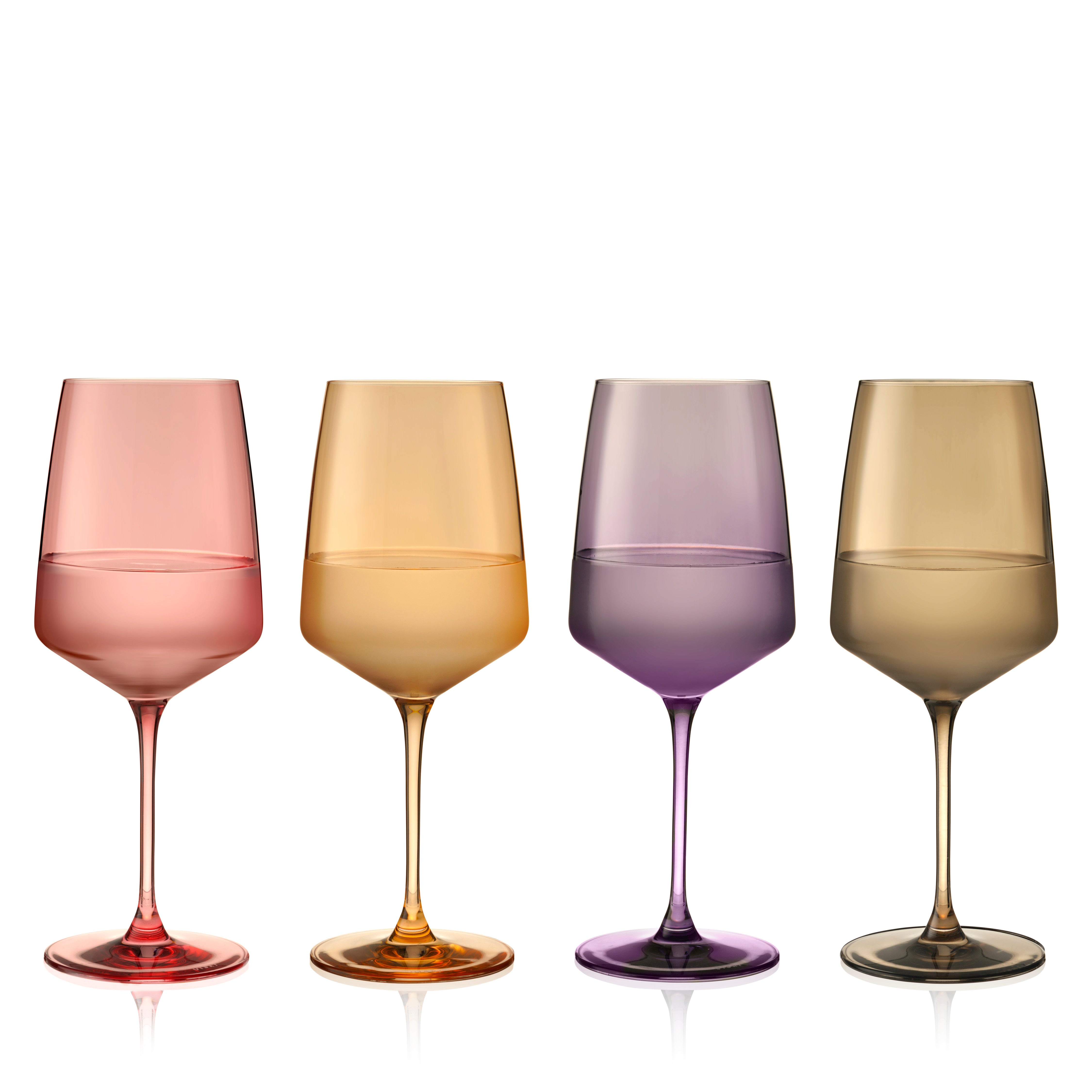 Premium Reserve Nouveau Crystal Wine Glasses Set of 4 - Elegant Daybreak Color for Red & White Wines - Perfect for Dinner Parties, Weddings & Romantic Date Nights