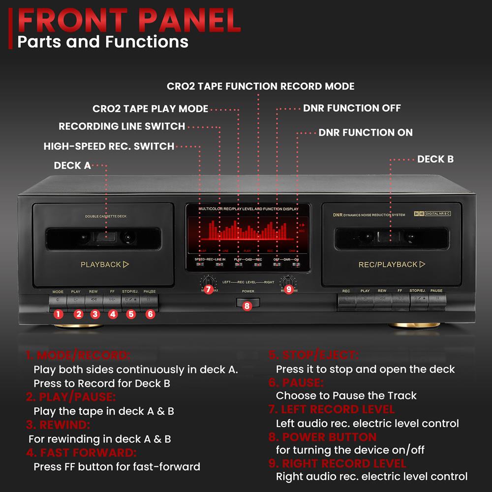 Vintage Dual Cassette Deck Stereo Boombox - High-Quality Audio Player for Home & Office | Perfect for Music Lovers, Retro Enthusiasts & Recording Mixtapes