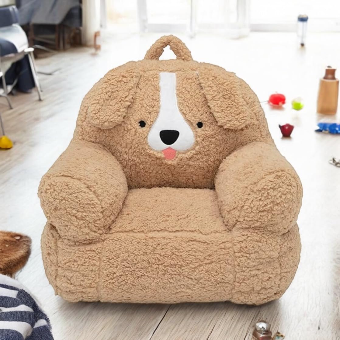 Personalized Plush Dog Chair for Babies & Toddlers - Custom Name - Tan Brown (20