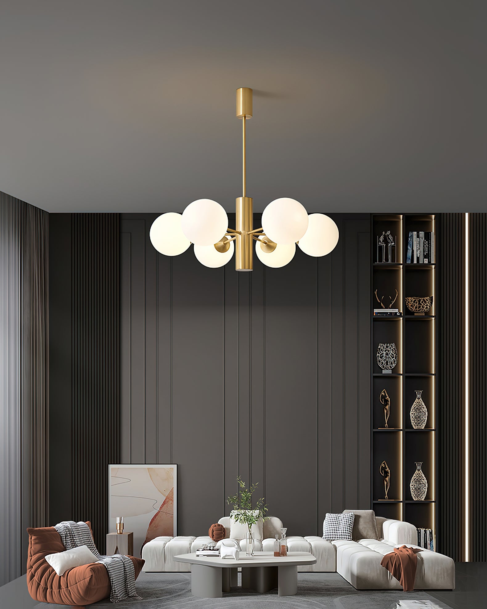 Stylish Bean Ball Chandelier - Modern Pendant Lighting Fixture for Dining Room, Bedroom & Living Room Decor