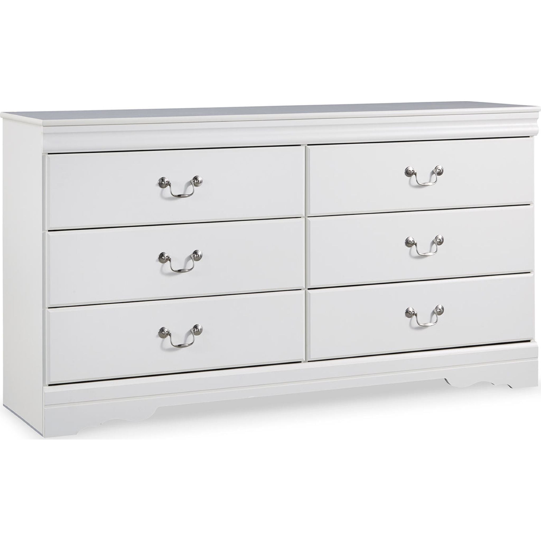 Anarasia White Dresser - Modern 6-Drawer Chest for Bedroom, Living Room & Office Storage | Solid Wood Furniture for Home Organization & Decor