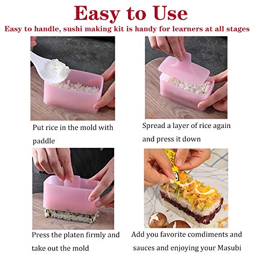 2-Pack Spam Musubi Maker Mold - Sushi Rice Press, Onigiri Mold & Luncheon Meat Press with Rice Paddle - Perfect for Hawaiian Snacks, Bento Boxes & Homemade Sushi Making