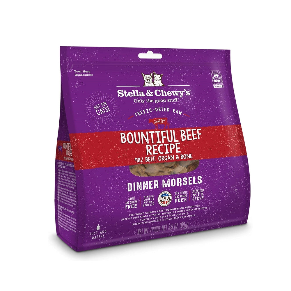 Grain-Free Freeze-Dried Bountiful Beef Dinner Morsels for Cats - High-Protein Natural Cat Food for Indoor & Outdoor Cats - Perfect for Travel, Training & Treats