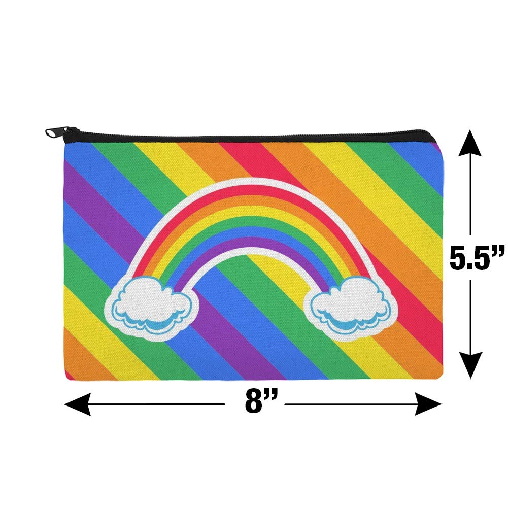 Double Rainbow with Clouds Pencil Case - Waterproof Zipper Pouch Organizer for Pens, Markers & Art Supplies - Perfect for School, Office & Travel Accessories Storage