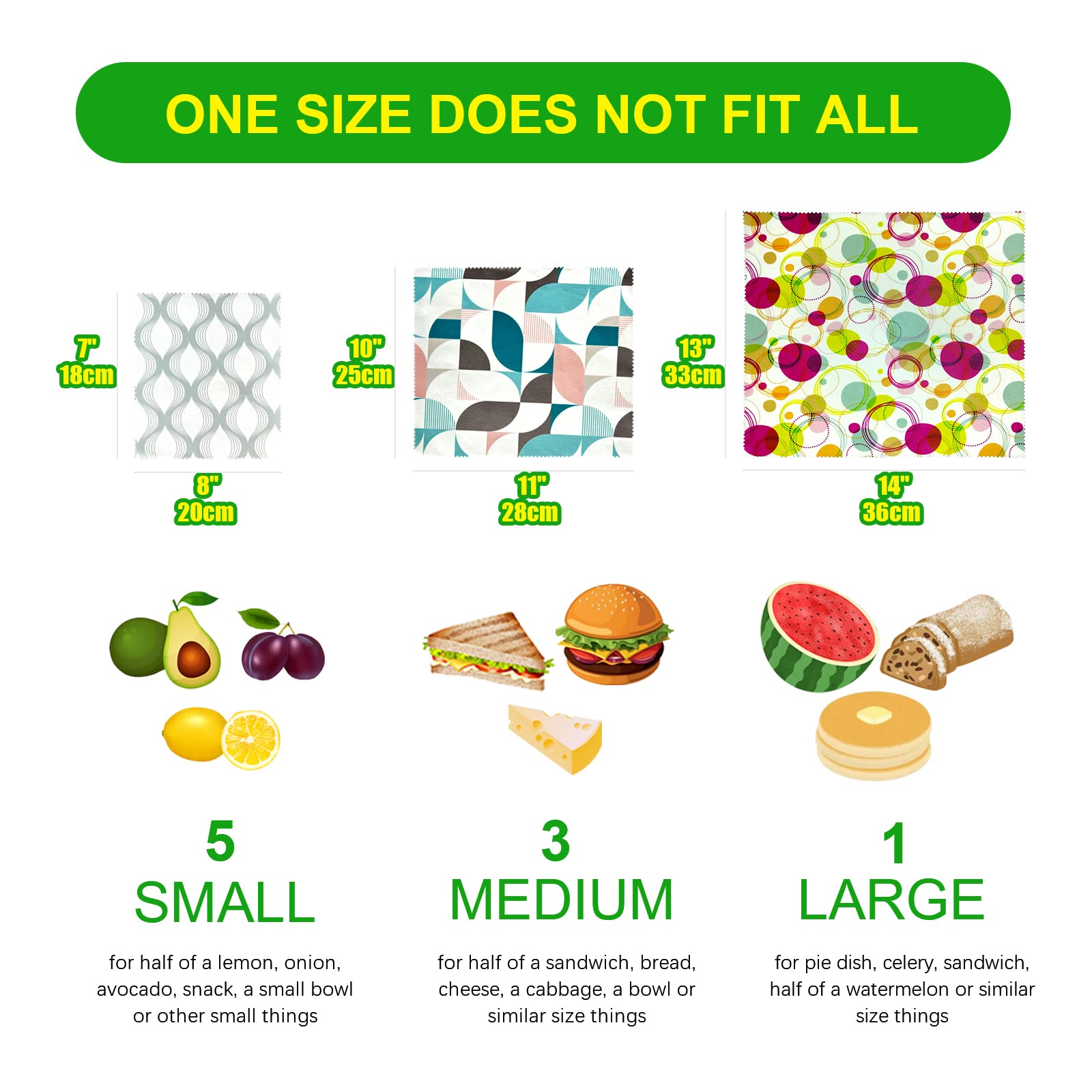 **9 Pack Beeswax Food Wraps – Organic, Biodegradable, Zero Waste, Reusable Food Storage – Eco-Friendly Plastic-Free Wraps for Cheese, Sandwiches, Fruits & Veggies – Perfect for Picnics, Lunchboxes & Sustainable Kitchen Storage**